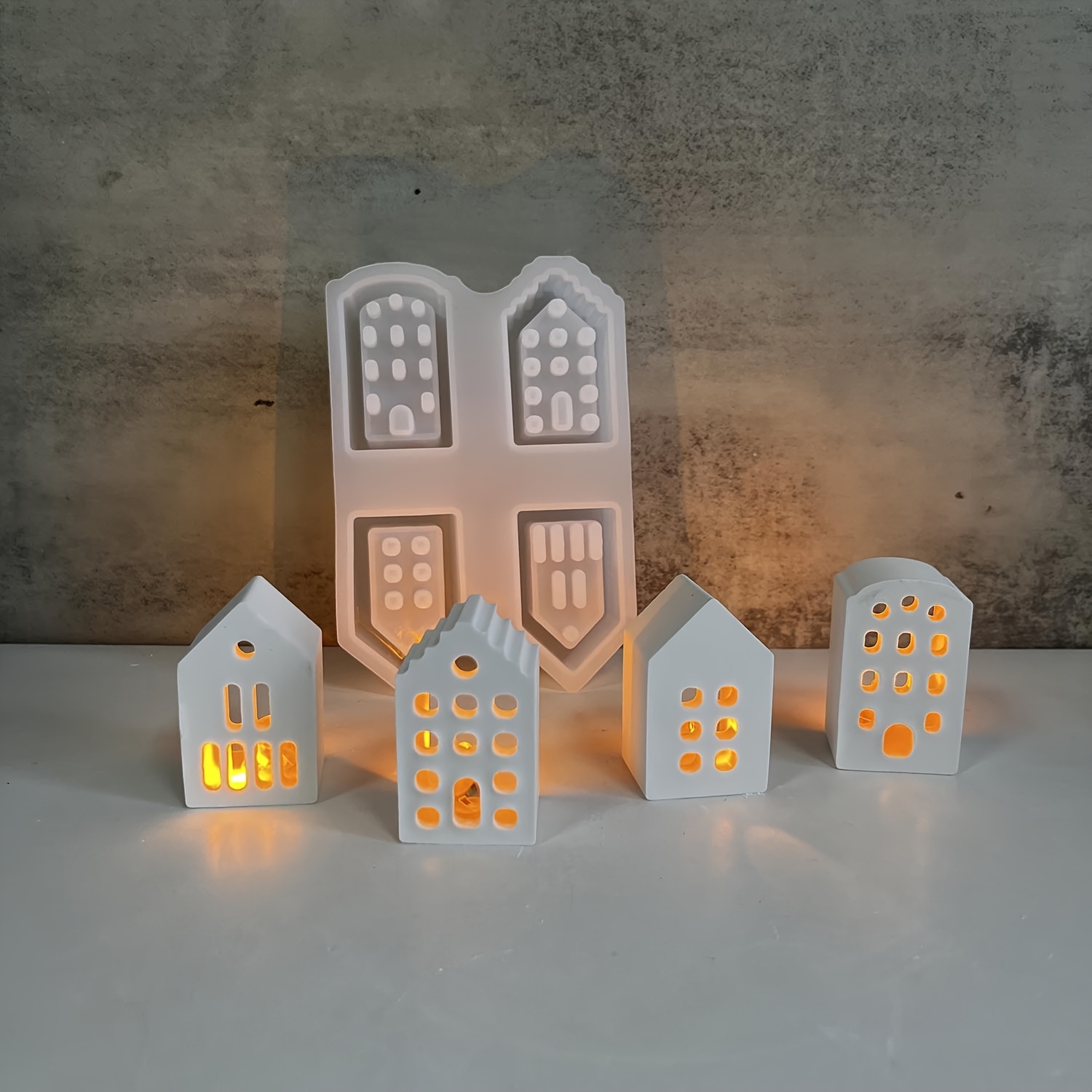 

European-inspired Small House Silicone Mold Set For Plaster, Cement & Epoxy Resin - Diy Home Decor Crafting Tool