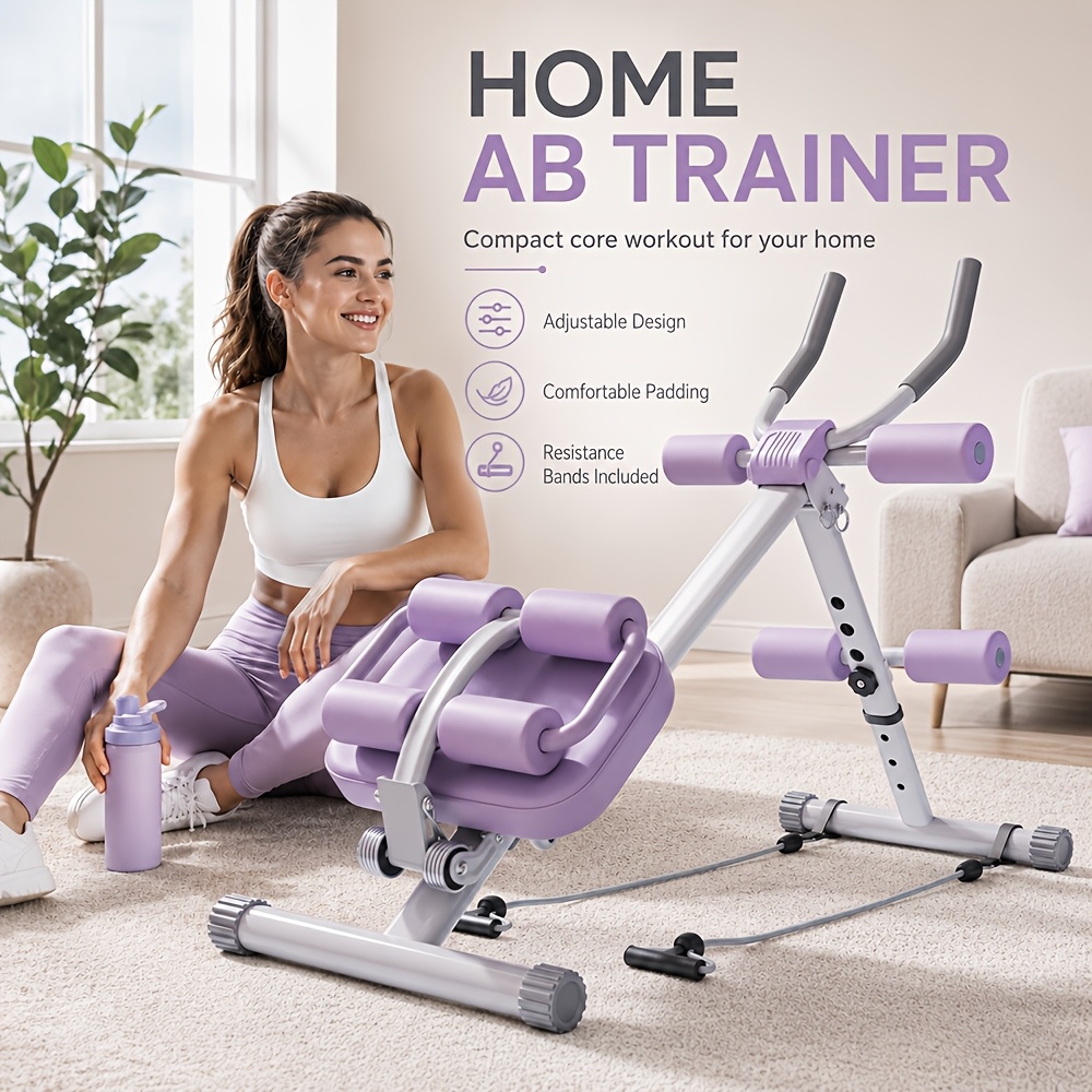 TEMU Máquina abdominal plegable para gimnasio en casa - Equipo multifuncional de entrenamiento de con de cuerda de tensión, entrenador abdominal