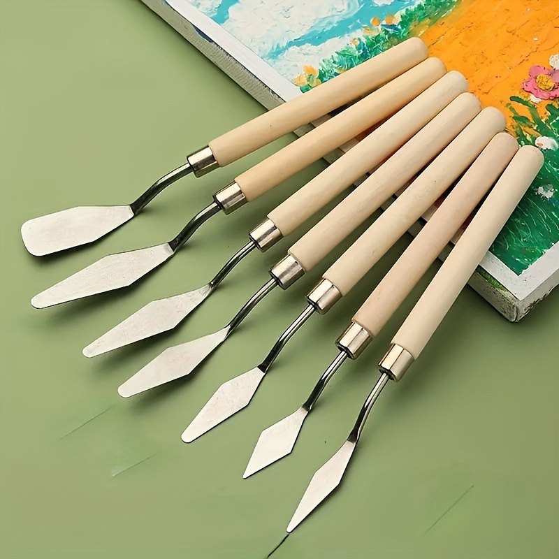 

Set Of Wooden Oil Painting Palette Knives For Artistic Use