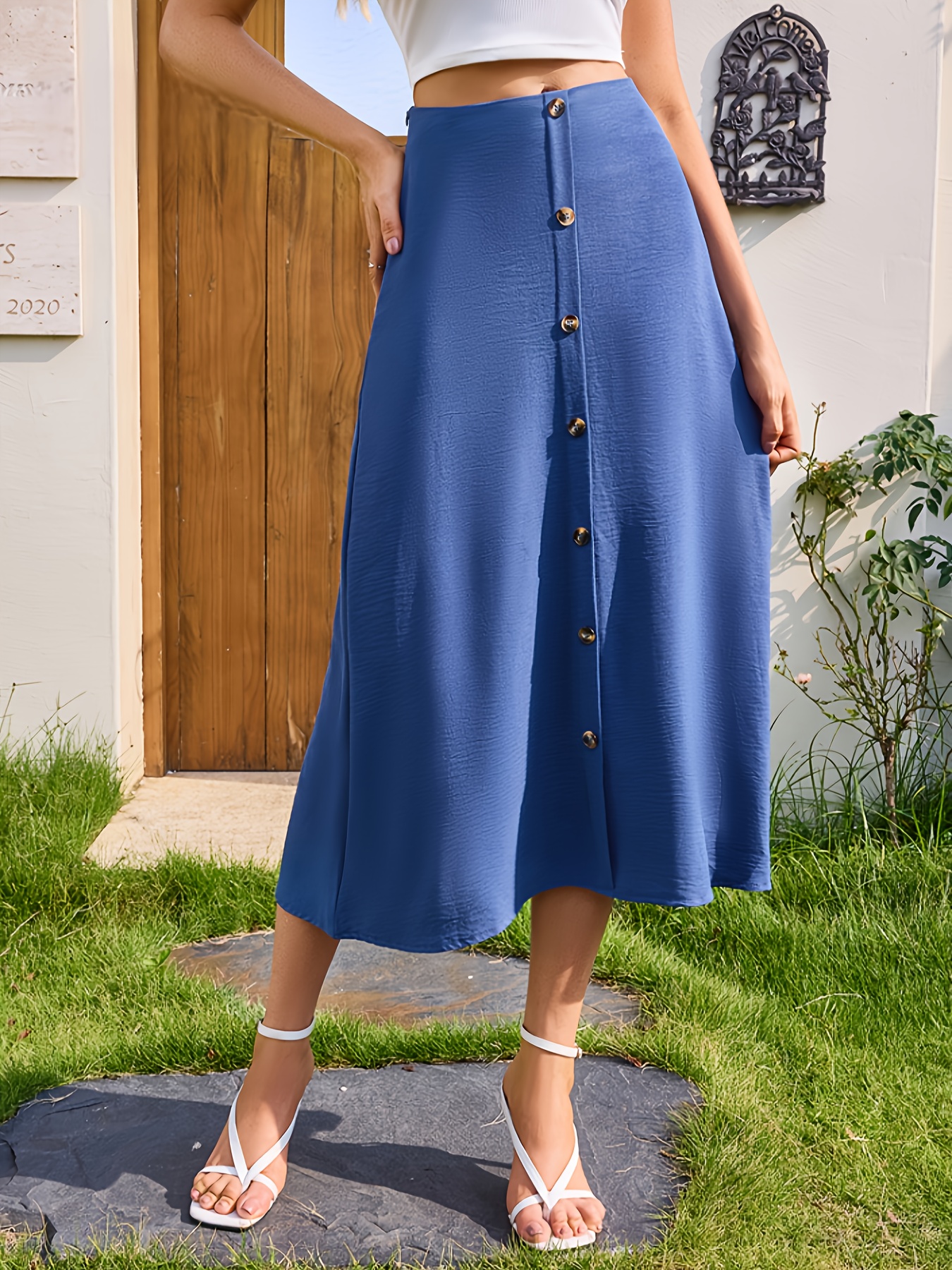 Midi Skirt Outfit A Line Button Front Skirt Buy Button Detail A