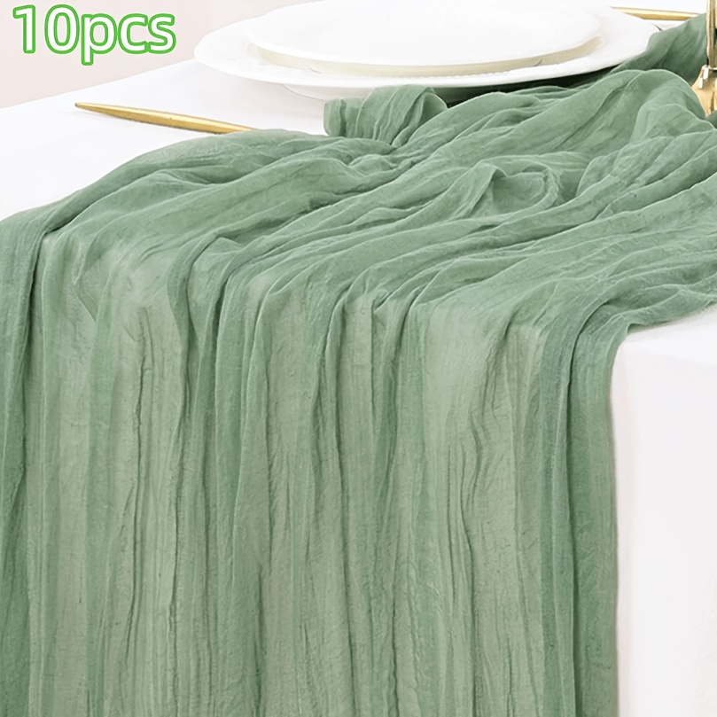 TEMU 10pcs/12pcs 108 X 18 Inch Boho Gauze Cheesecloth Table Runner, Rustic Sheer Wrinkle Table Runner, Multi-colors For Wedding And Dining Table