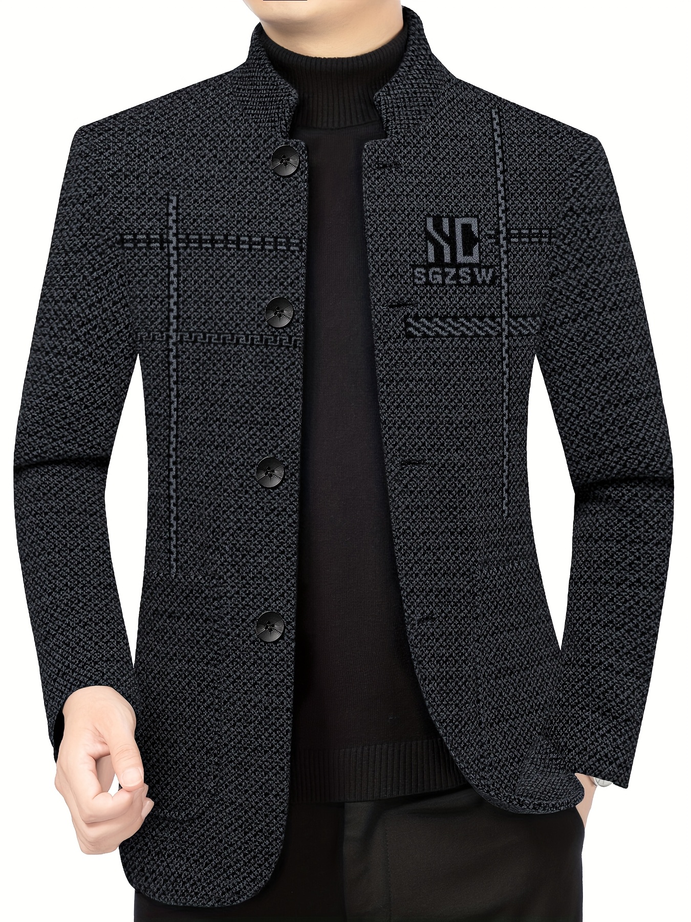 Men'S Premium Dad Suit Jacket - Stylish Two-Button Design, Long Sleeve, Regular Fit, Perfect for Spring & Fall Business Casual Wear, Casual Attire Jacket|Modern Dad Suit|Single Breasted Jacket