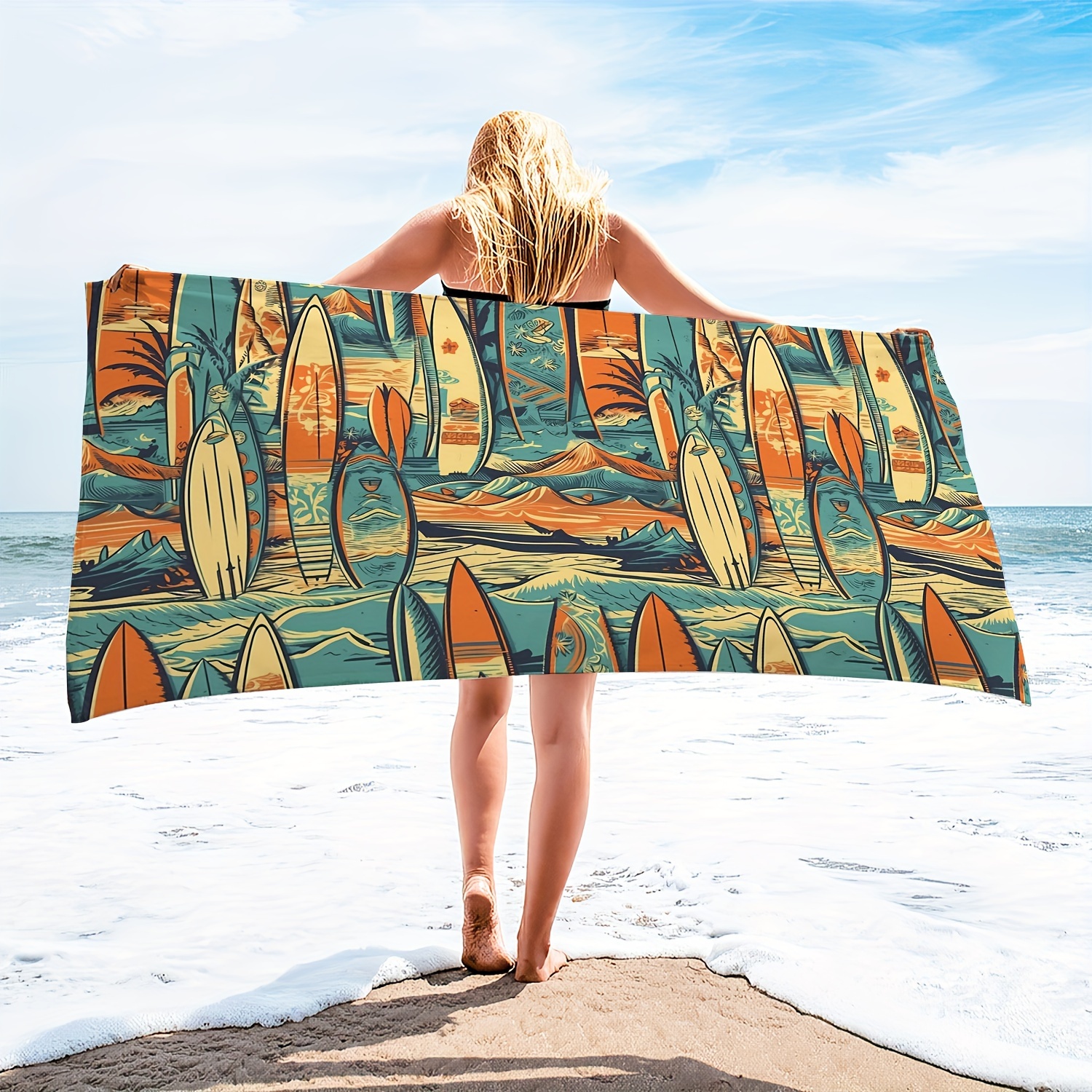 

1pc Nautical Retro Microfiber Oversized Beach Towel, Durable Quick Drying Sunscreen Washable Bath Towel, Summer Beach Camping Swimming Pool Travel Essentials