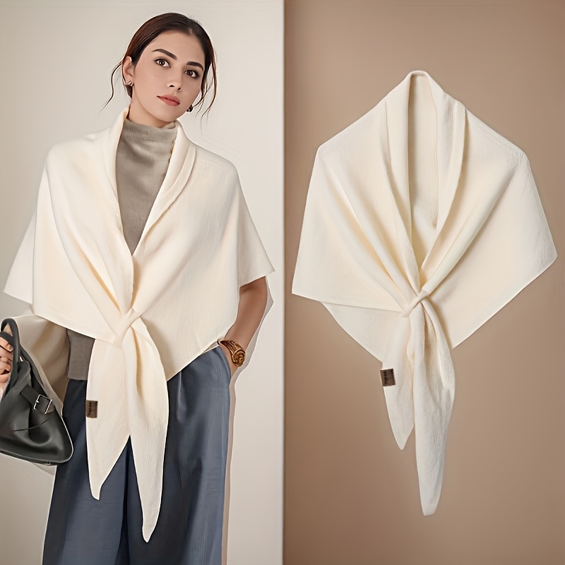 TEMU 1pc/pc Scarf Shawl Women, Versatile Triangular Scarf Shawl, Comfortable And Soft, Neck Protection Warm Scarf, Solid Color Versatile Shawl, Outer
