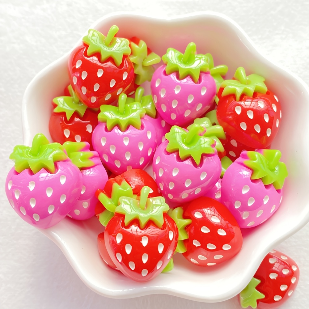 

10pcs Kawaii Strawberry Resin Charms, Flat Back Embellishments For Scrapbooking, , Keyrings, Crafts, Valentine's Day & New Year Gift Decorations