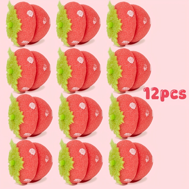 TEMU 6/12pcs -shaped Heatless Curlers, Strawberry-shaped Hair Rollers For Styling, No Electricity And Unscented, Overnight Sleeping Soft Curlers