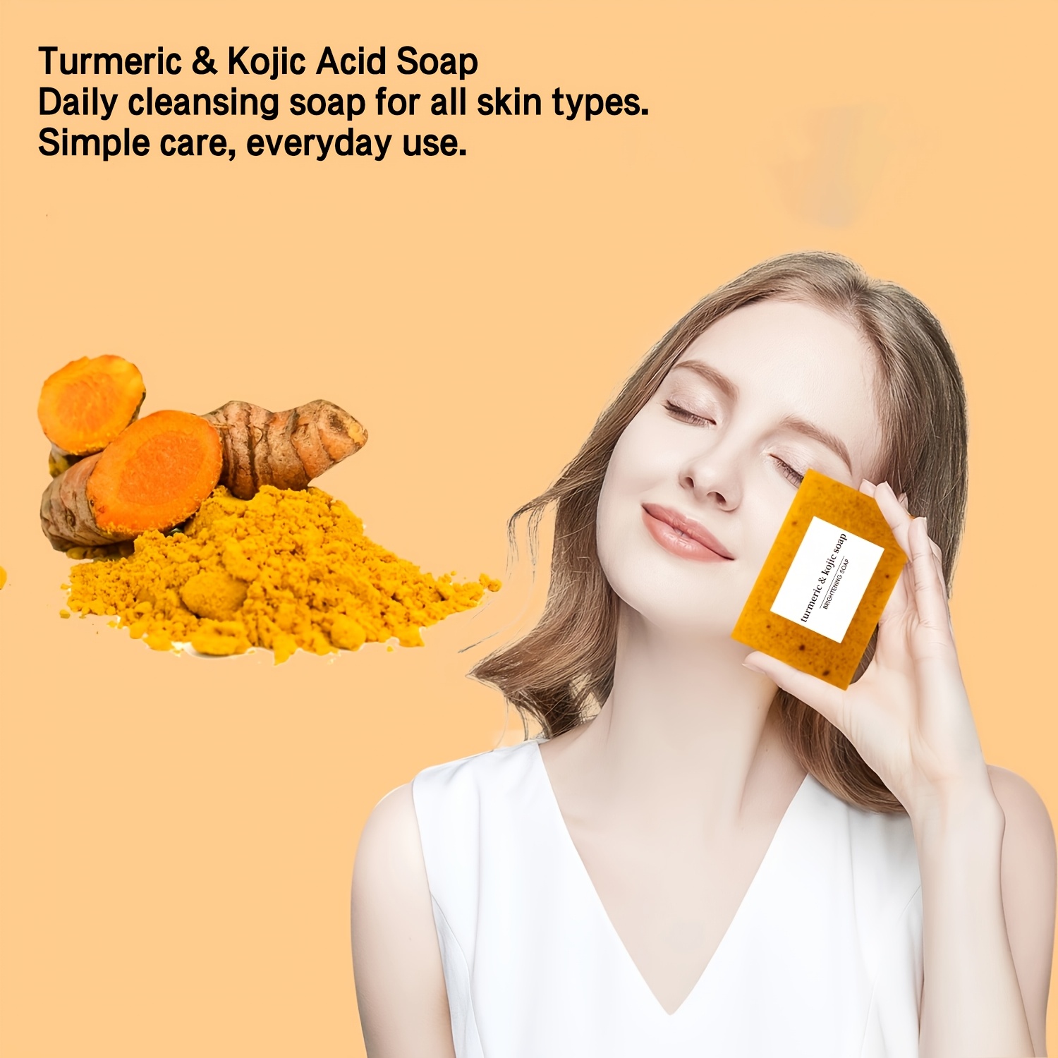 3pcs/6pcs Turmeric Kojic Acid Soap Set, All-in-One Cleansing and Care Handmade Soap, Rich Lather, Deep Cleansing, Includes Soap Net Bag