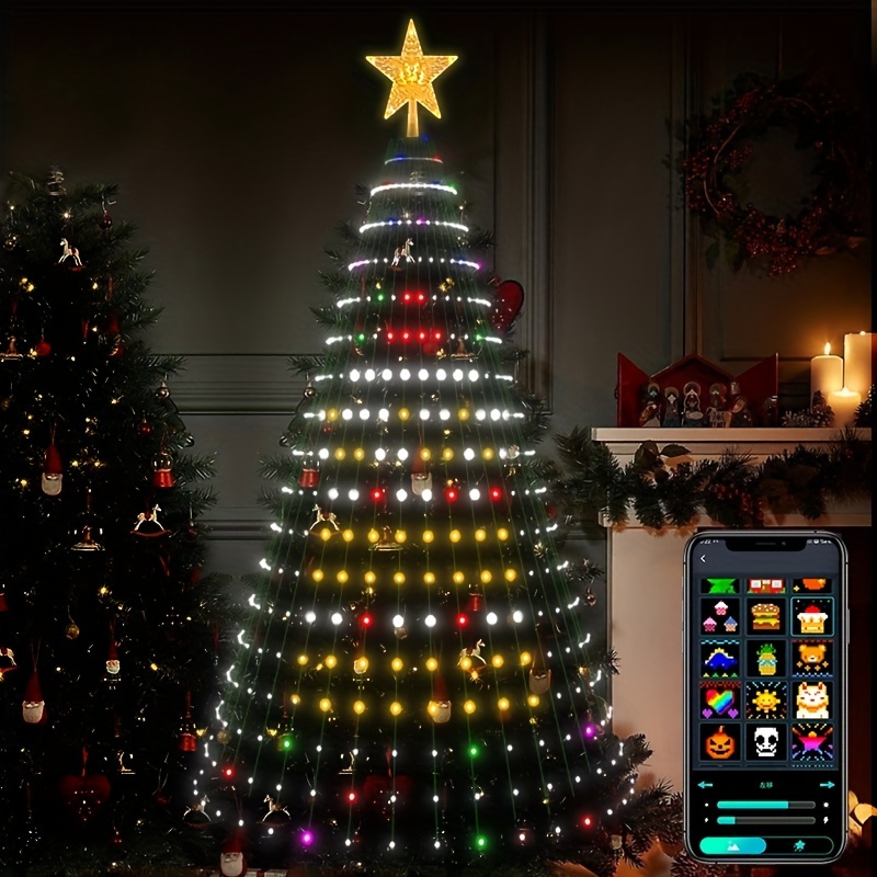 

6ft(1.8m) Smart Christmas Tree Lights, 400 Leda Music Synchronization, Diy Patterns, Programming And With Remote Control For Indoor And Outdoor, Party, Christmas Decoration (without Christmas Tree)