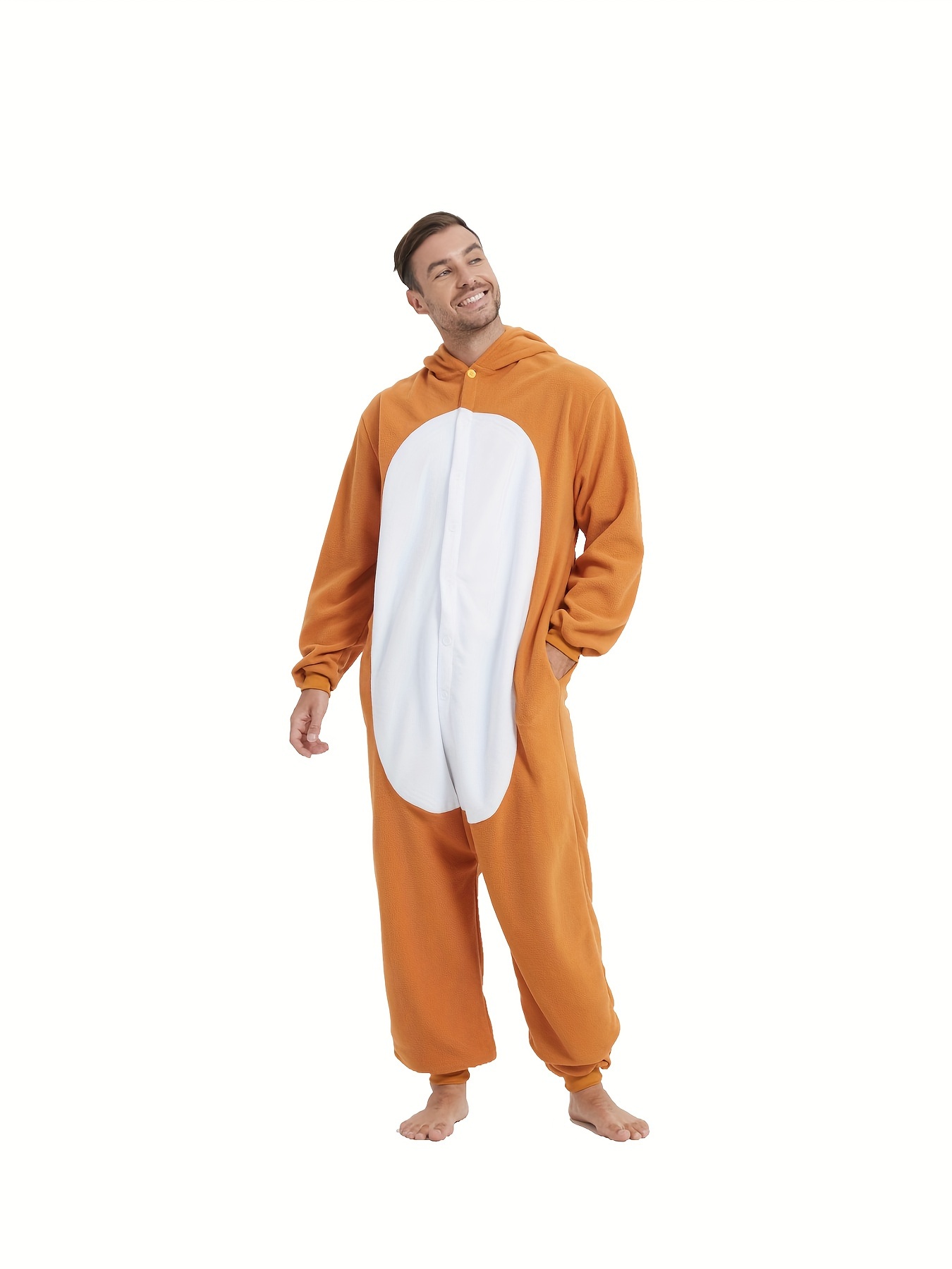 流行选择】男士卡通动物连身睡衣秋冬加厚保暖抓绒，蝙蝠袖连帽衫，睡衣浴袍，非常适合万圣节和圣诞派对，成人，服装| t - Temu, image size:800x1067