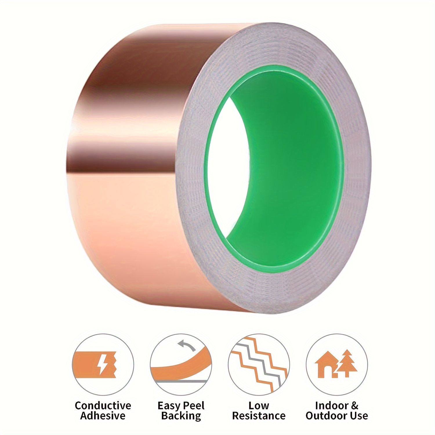 

2in X 66ft Copper Tape, Copper Foil Tape Copper Foil With Conductive Adhesive For Guitar, Emi Shielding, Crafts, Electrical Repairs And Grounding