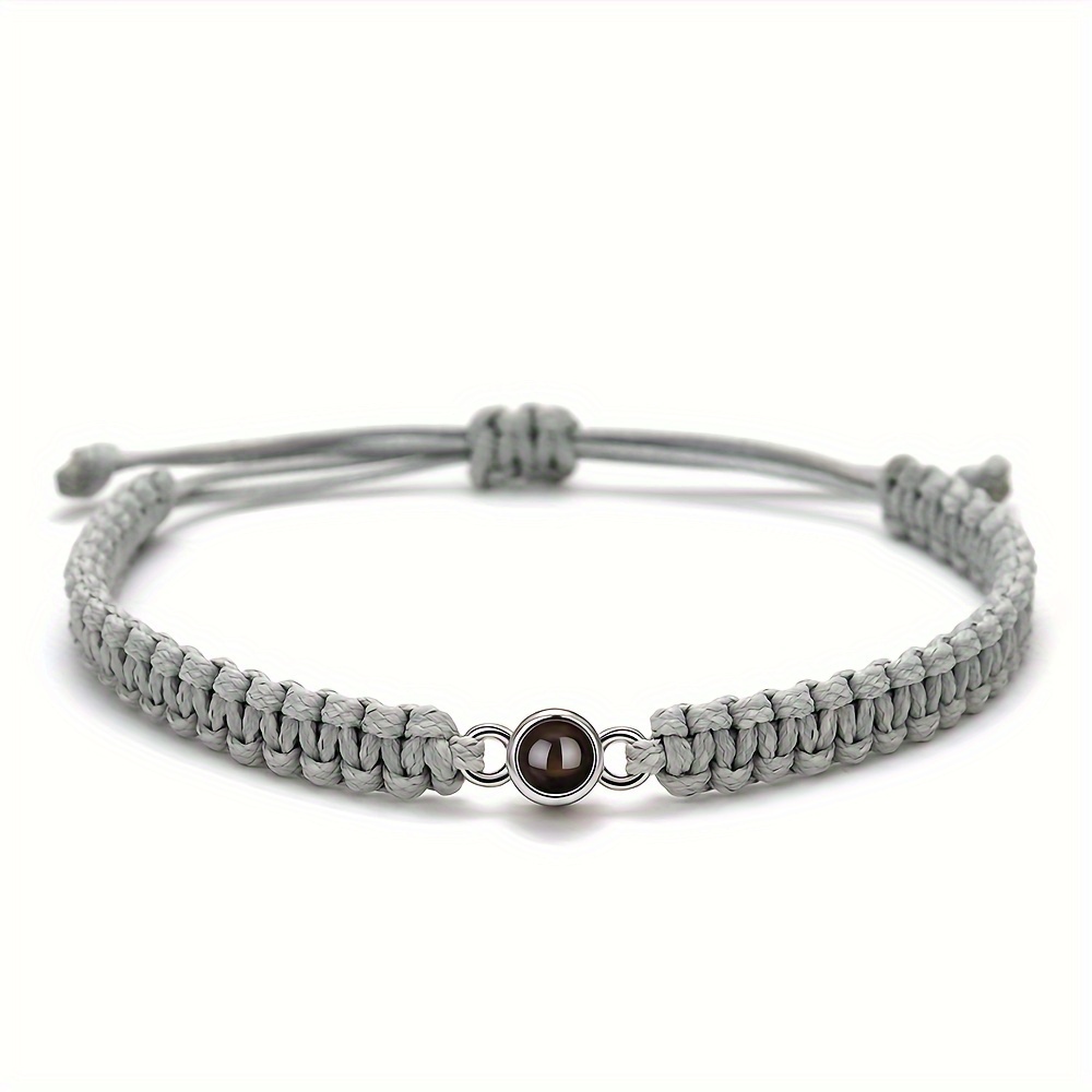 TEMU Custom Photo Bracelet Women Stainless Steel Adjustable Color Woven Rope With Pictures Inside Personalized Commemorative Jewelry Gifts Mothers As