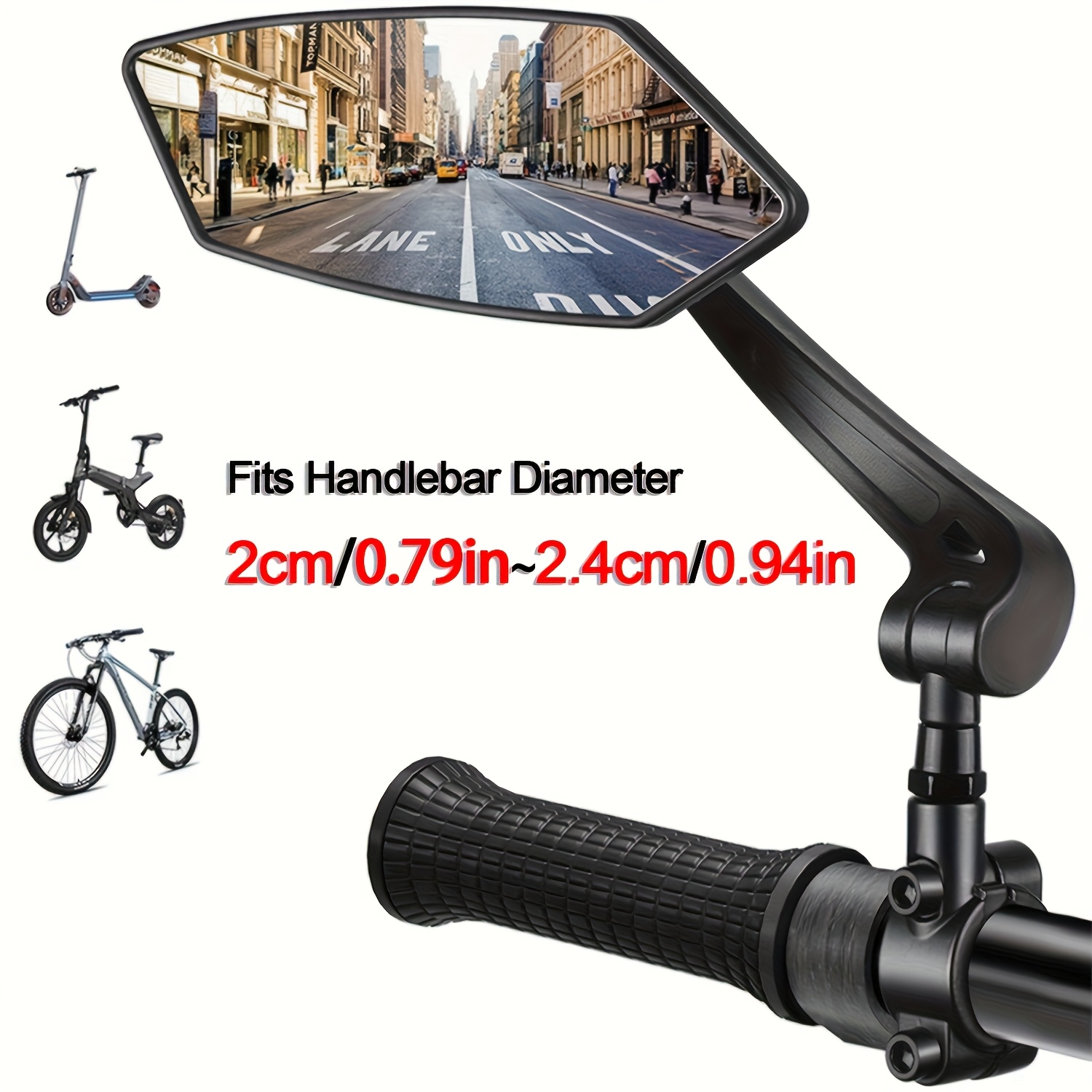a pair of hd wide angle bicycle rearview mirrors 360 adjustable suitable for electric bikes and bicycles reflective mirrors made of durable abs material black rectangular handlebar mirrors with clear   reflection