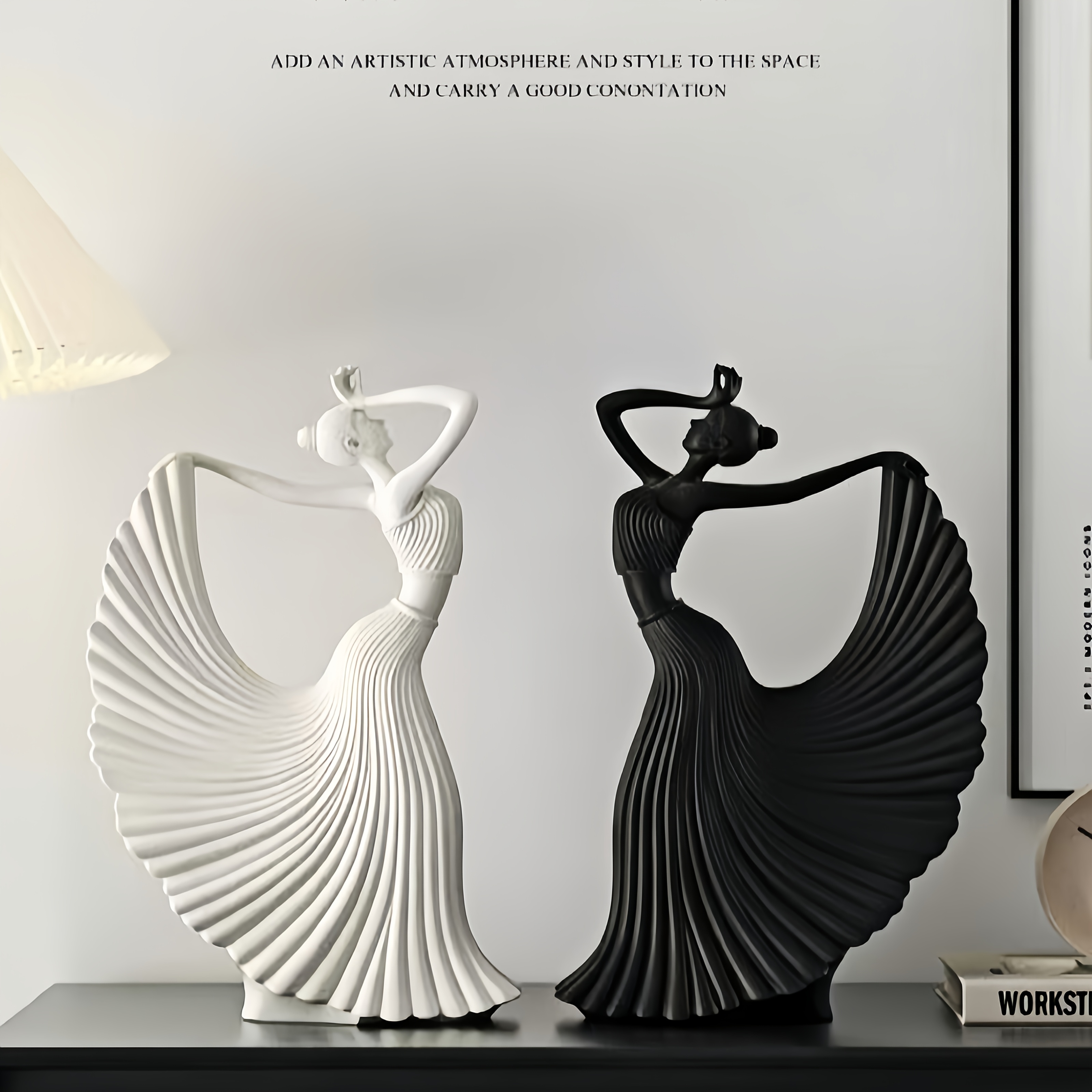 1pc Abstract Dancer Figurine, Resin Art Sculpture, Modern Minimalist Home Decor, Black/White, for Living Room Bedroom Office, Aesthetic Tabletop Ornament