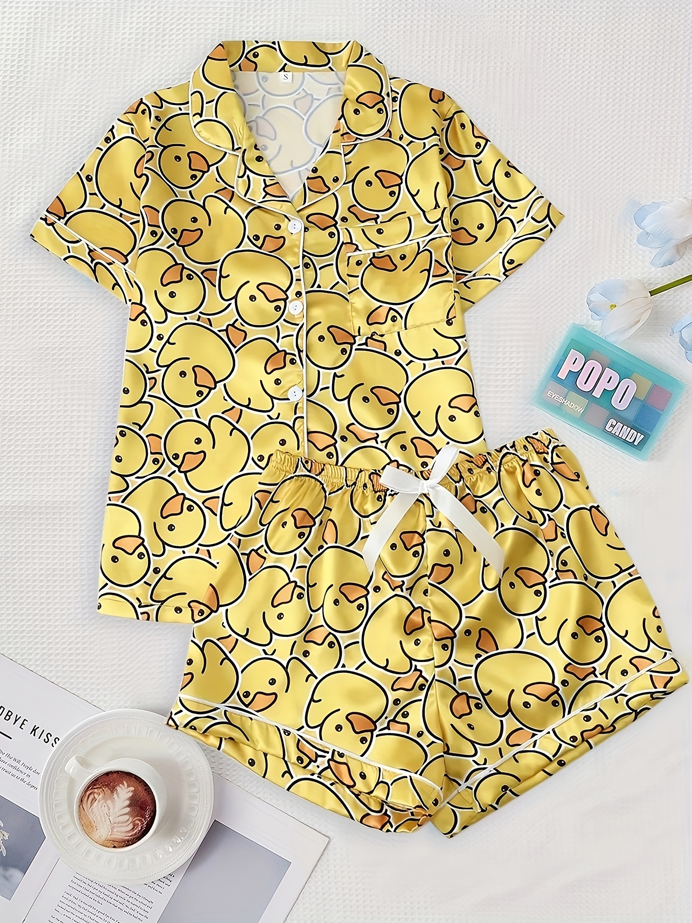 ★SPAO★ Maltese Oguogu Maltese Short Sleeve Pajamas YELLOW yellow pajamas sold on Temu United States