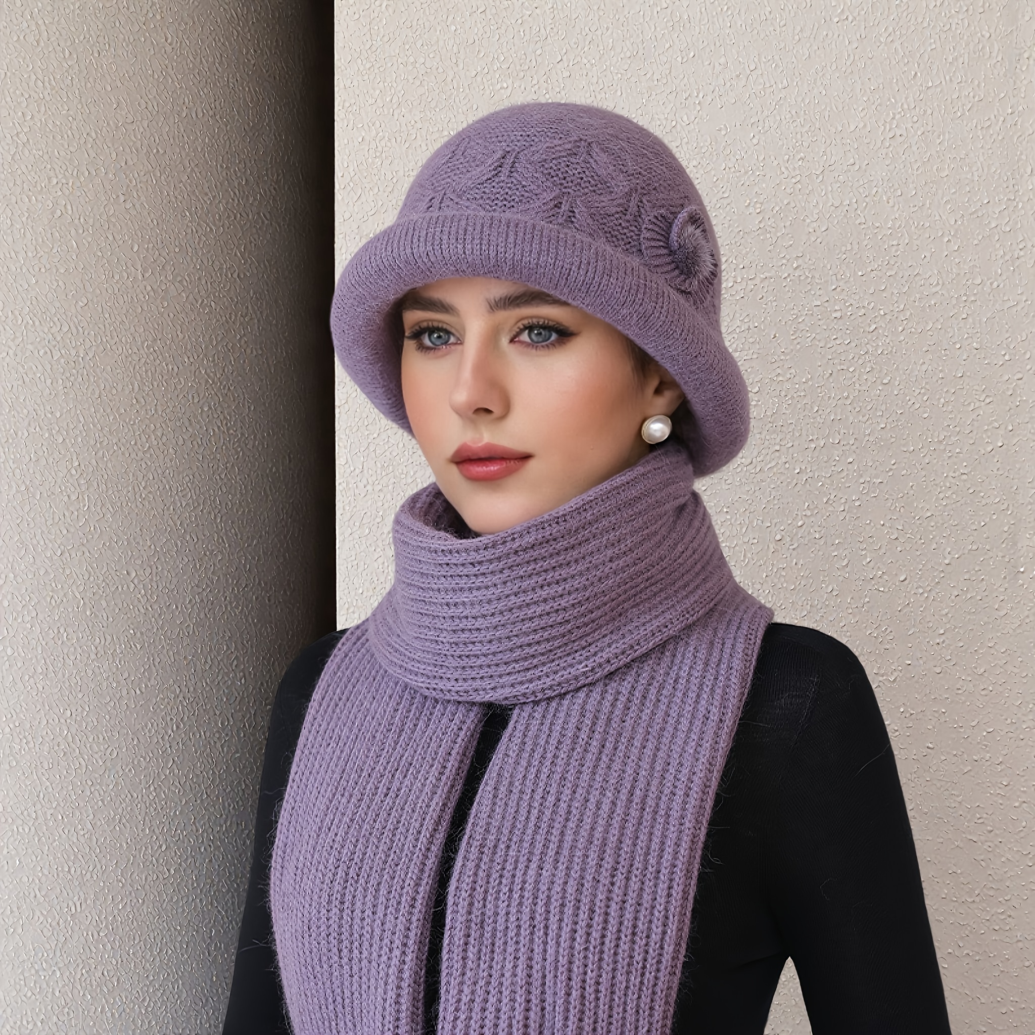 TEMU 1pc Of A Single Hat, A New Autumn And Winter Style For Women, Thick And Warm With Decorations And Pom-pom Accents, A Fashionable And Versatile