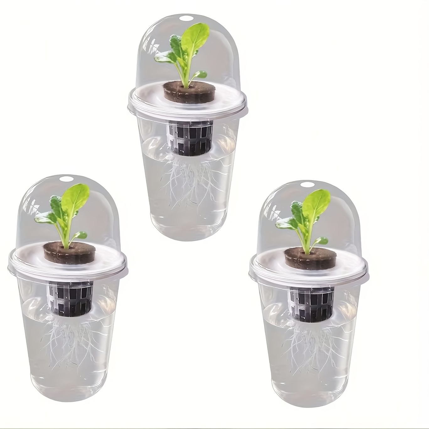 Image of 3set (15pcs) Transparent Hydroponic Plant Pots Indoor Potted Planting Container Home Gardening Vegetable Seedling Box With Water Absorbent Cotton Rope Lazy Set