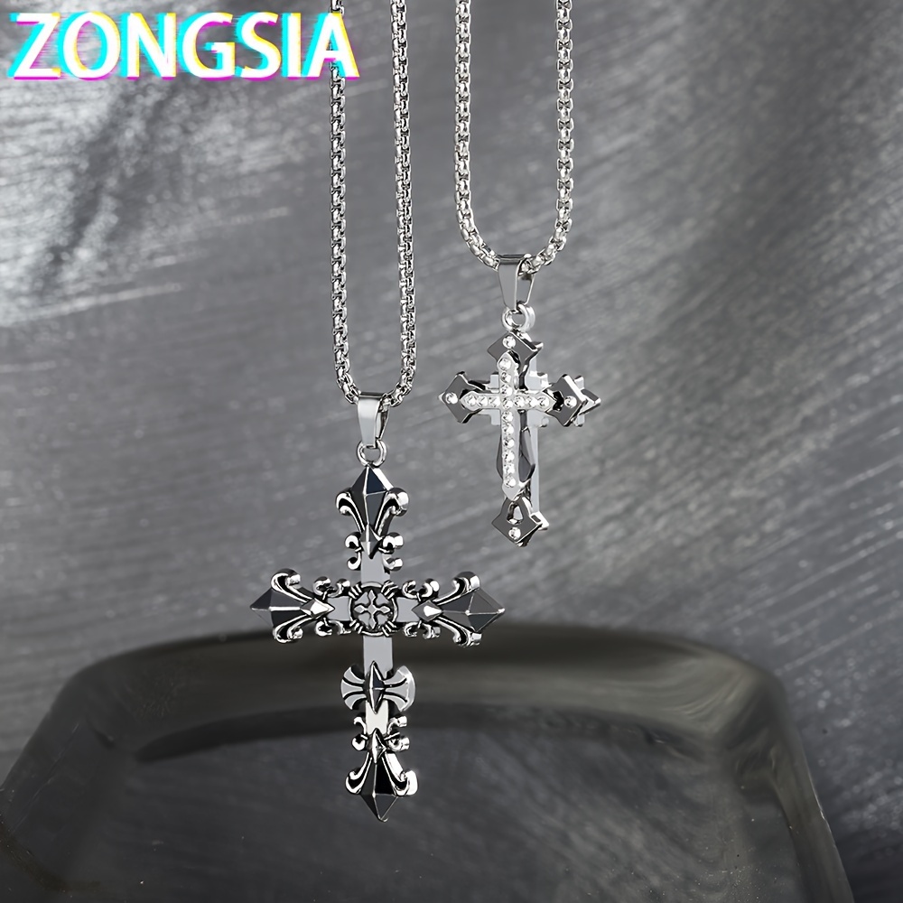 fashionable gothic double layer cross pendant Temu Portugal
