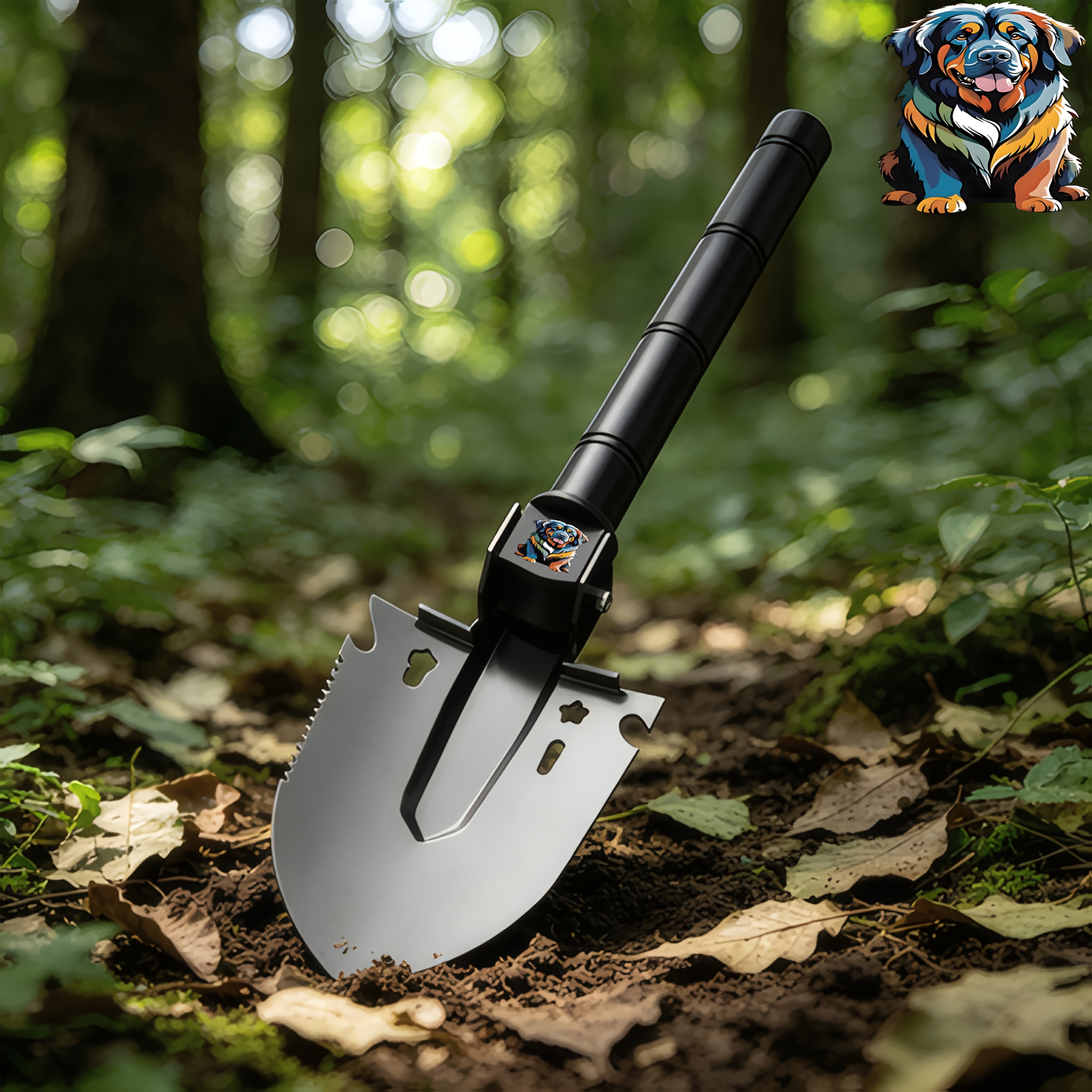 Durable Multi-Functional Shovel with Gradient Dog Art Pattern