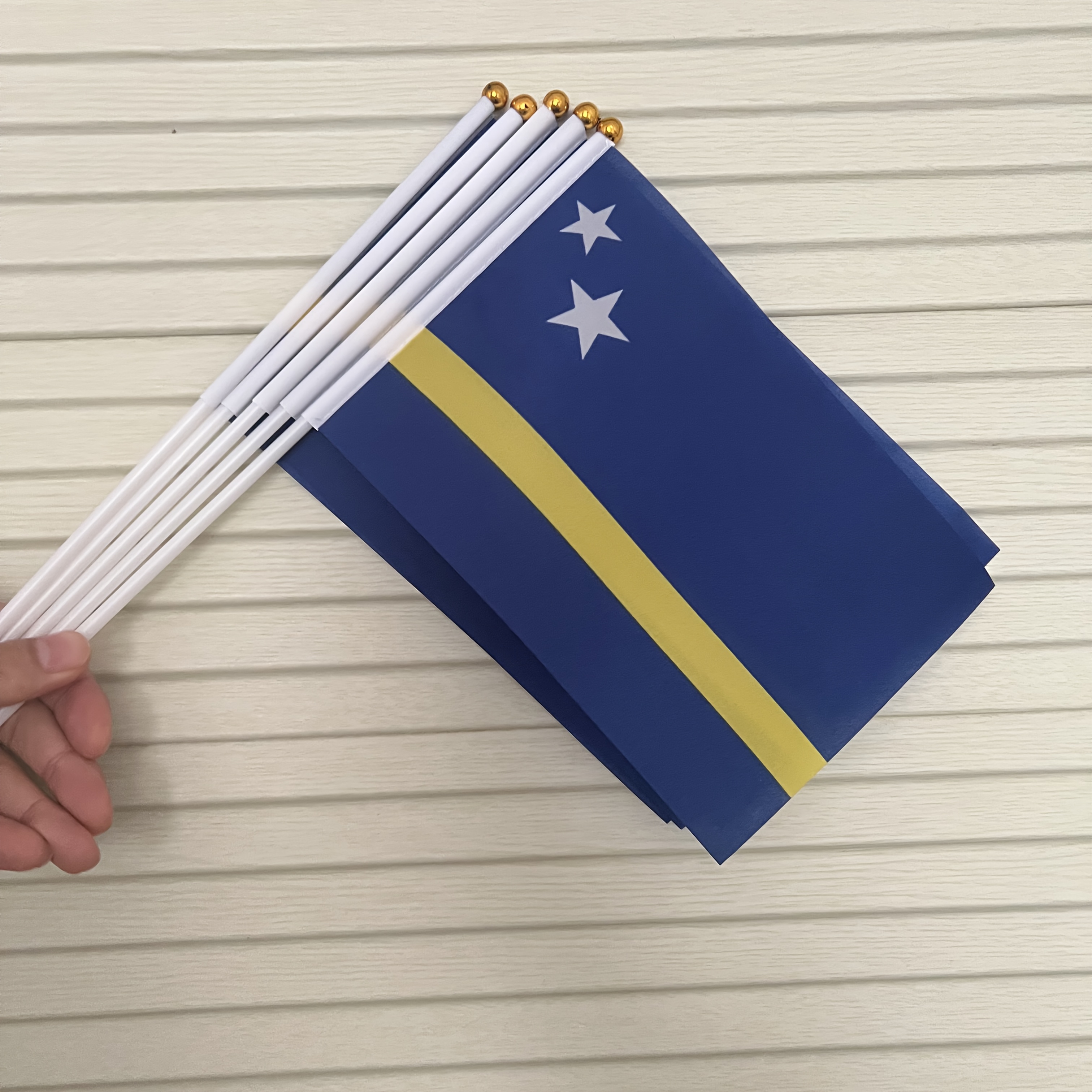 TEMU Juego de 5/10 banderas de de Curazao - Tela de poliéster con varillas de plástico - Poliéster duradero - Uso versátil para , fiestas, negocios,