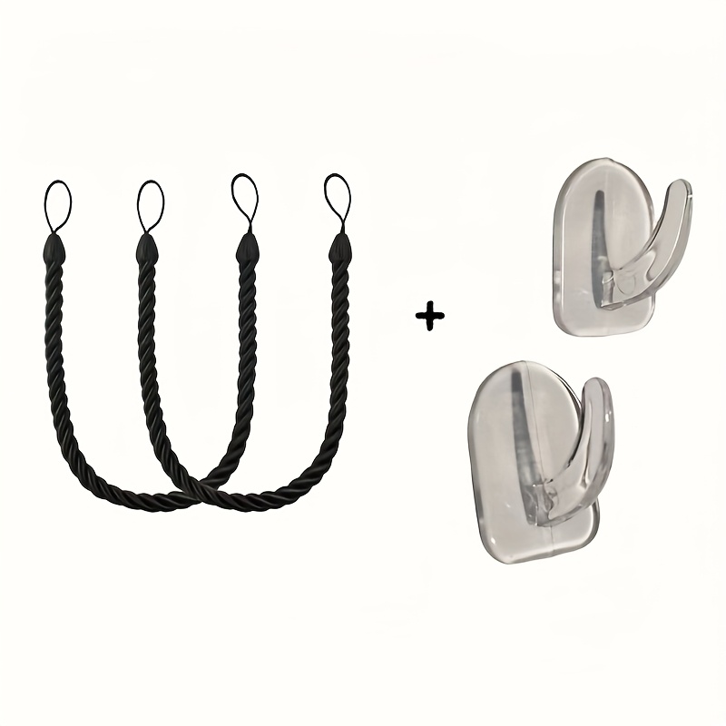 Image of 2pcs Retro Adjustable With Woven Curtain Tie Rope, Curtain Rope Curtain Manually Fixed, Suitable For Bathroom, Living Room, Dormitory, Outdoor, Holiday, Wedding, Christmas Gifts