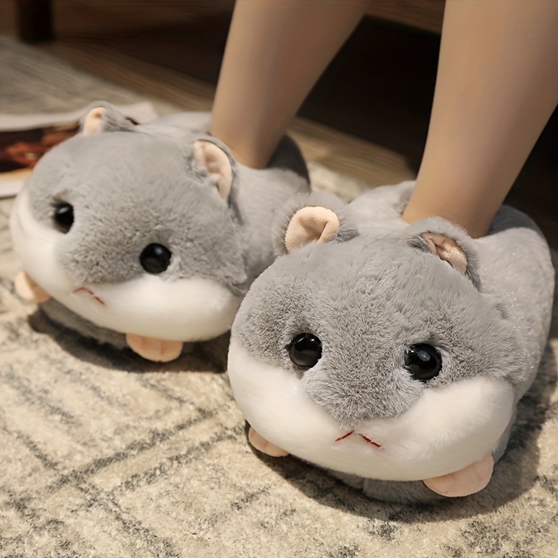 kawaii hamster soft comfortable plush slippers animal shoes Temu