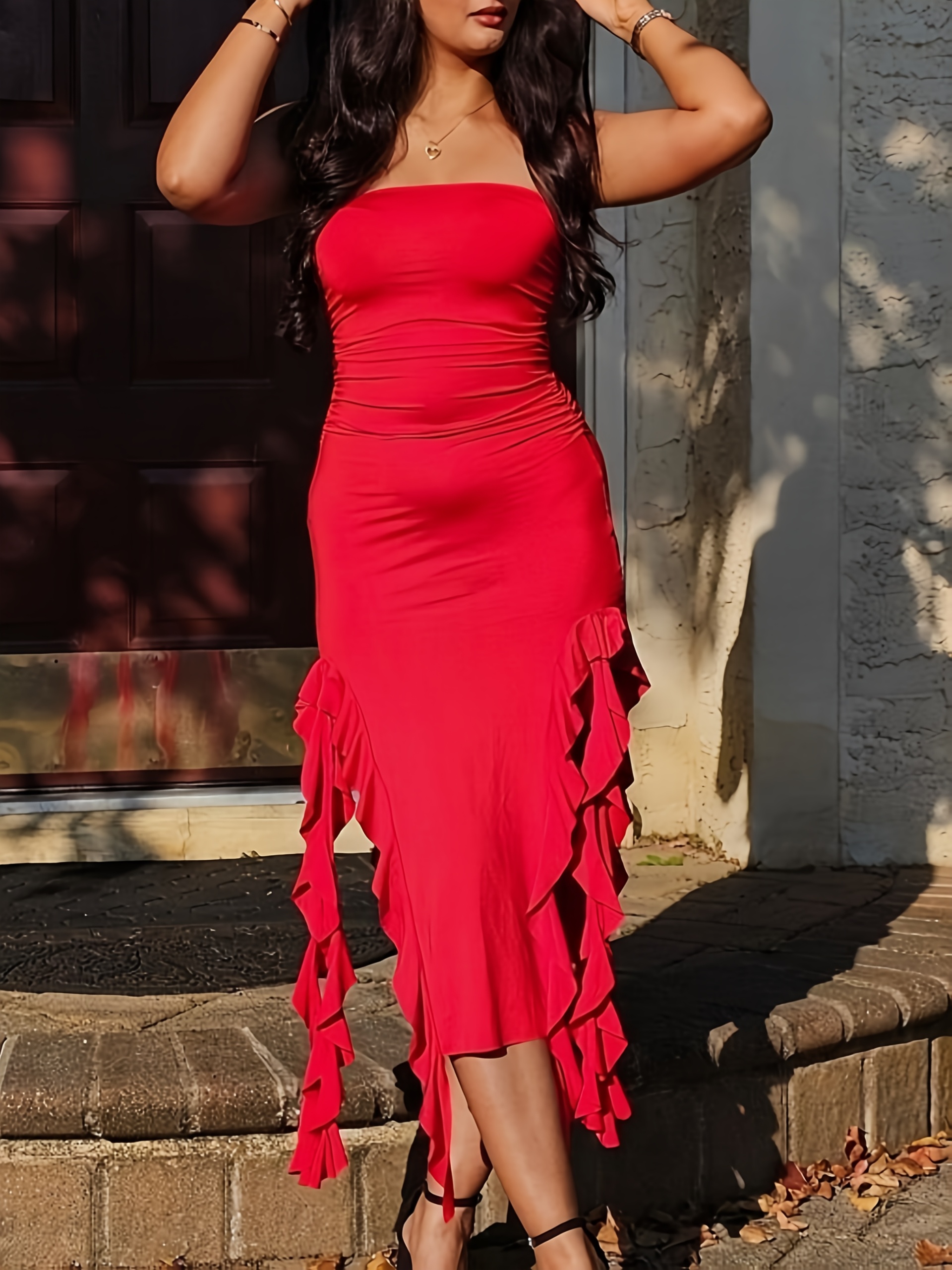 strapless open back dress Gorgeous Orange chiffon beaded jellyfish skirt evening dress prom dres –  PreppyDress