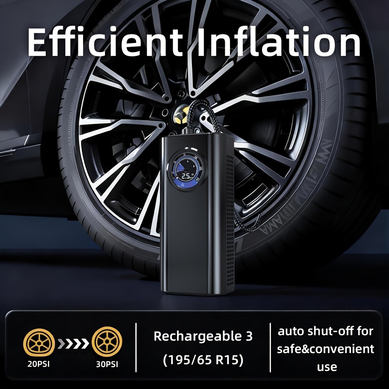 Portable Car Tire Inflator, Car Air Pump for Rapid Inflation, Fast Charging USB Port, with Tire Pressure Gauge, 3000mAh Lithium Battery, Rapid Charging, Suitable for Cars, Bicycles, Motorcycles, Sports Balls, High-Efficiency Motor, Quick Inflation