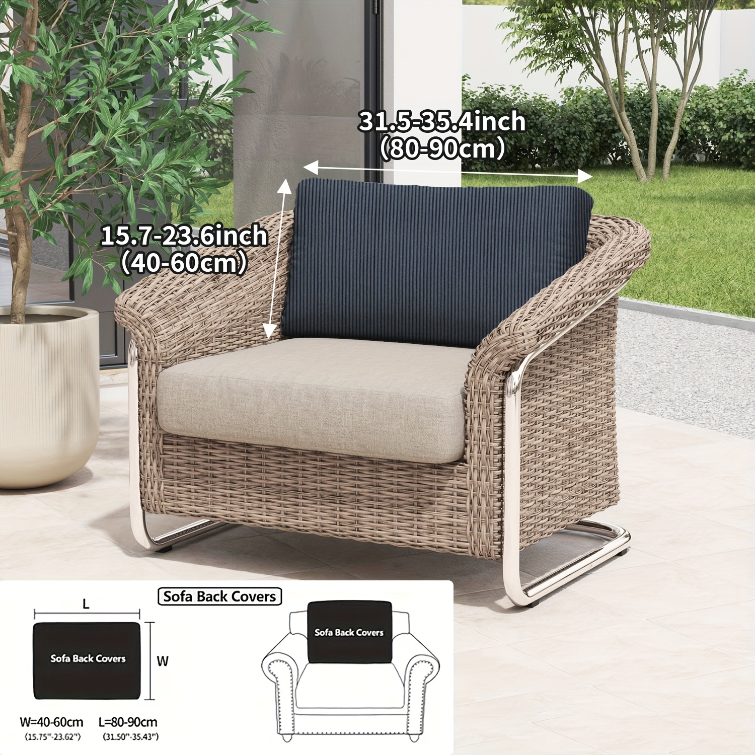 TEMU Couverture de Coussin pour Canapé d'Extérieur 1/2/3 Places, Facile à Installer, Confortable, Tissu Élastique Lavable en Machine, Adaptée aux