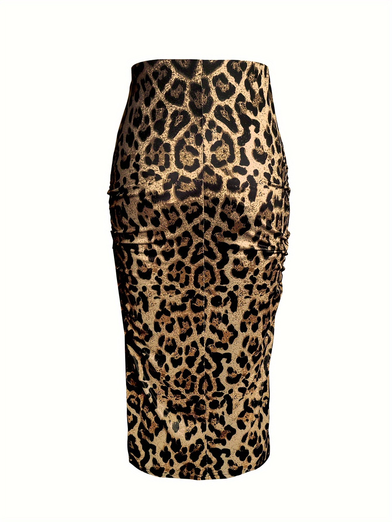 Maternity Khaki Leopard Print Skirt Elegant Leopard Print Midi Skirt