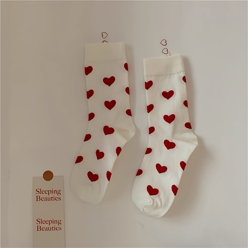 1 Pair Of Socks, Mid-calf Length, Versatile, Red , Comfortable And Soft, Wearable In