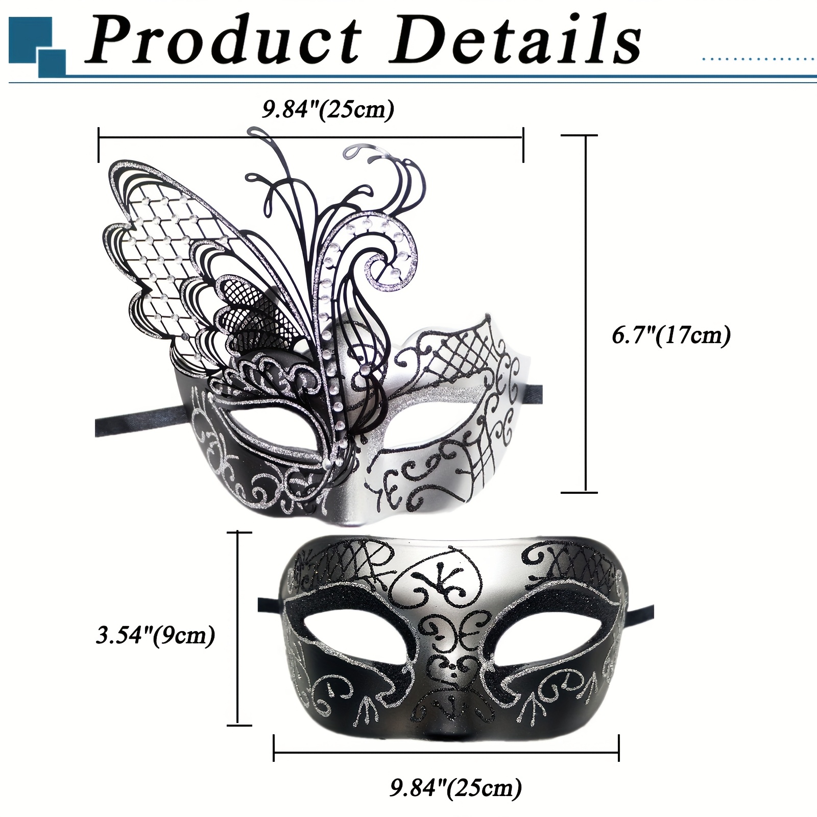 Venezianische Maske Aus Metall Mit Strass – Maskerade, Karneval, Ball, Für Paare Und Damen