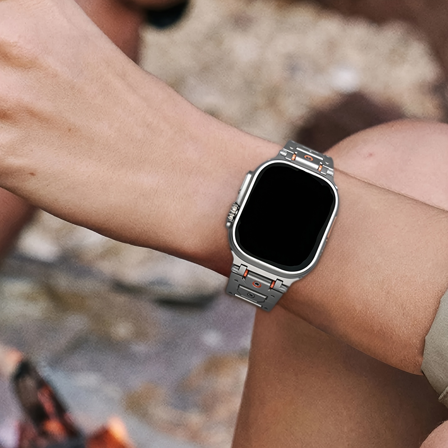 Compatible with Apple Watch Ultra, Stainless Steel Band in Titanium Color S10 Titan Steel Strap