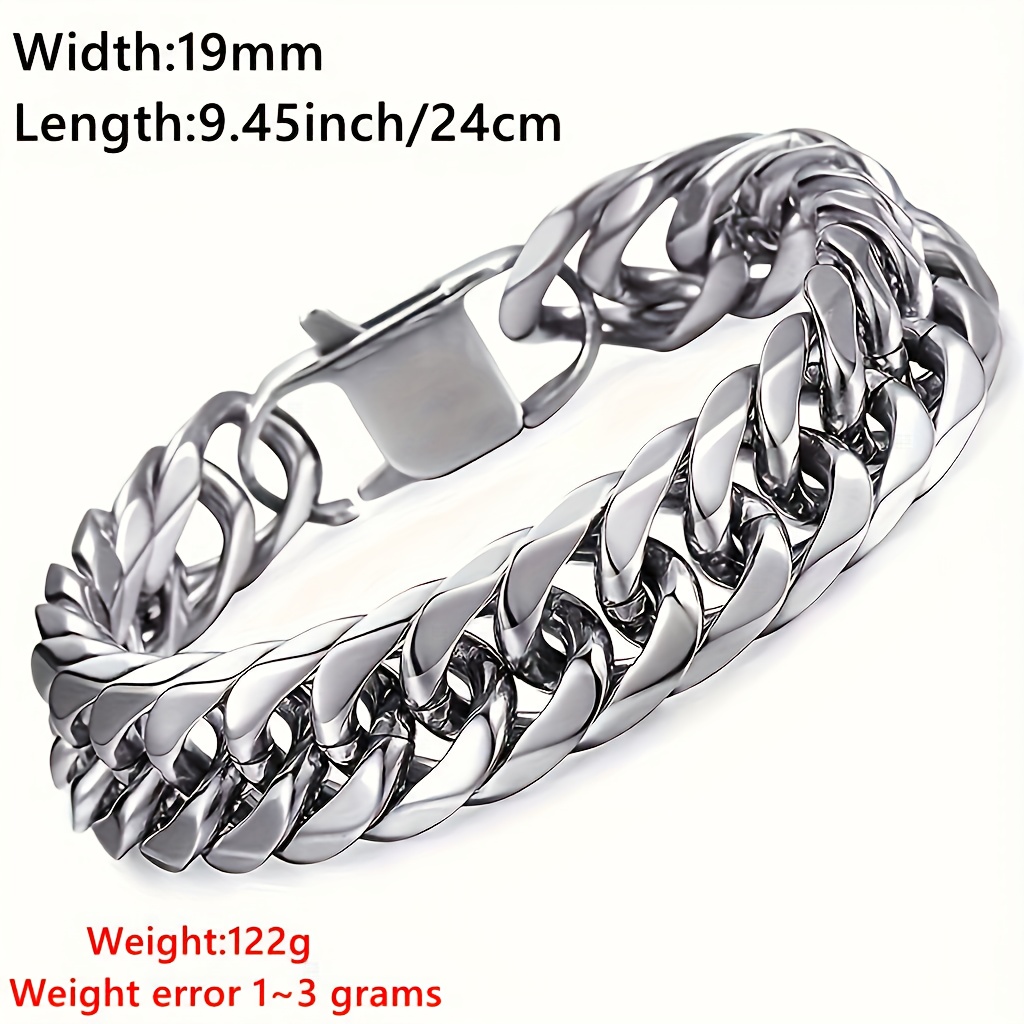 Image of 16/19/21mm Width Steel Curb Bracelet Hip Hop Party Men's Steel Bracelet Heavy Chain