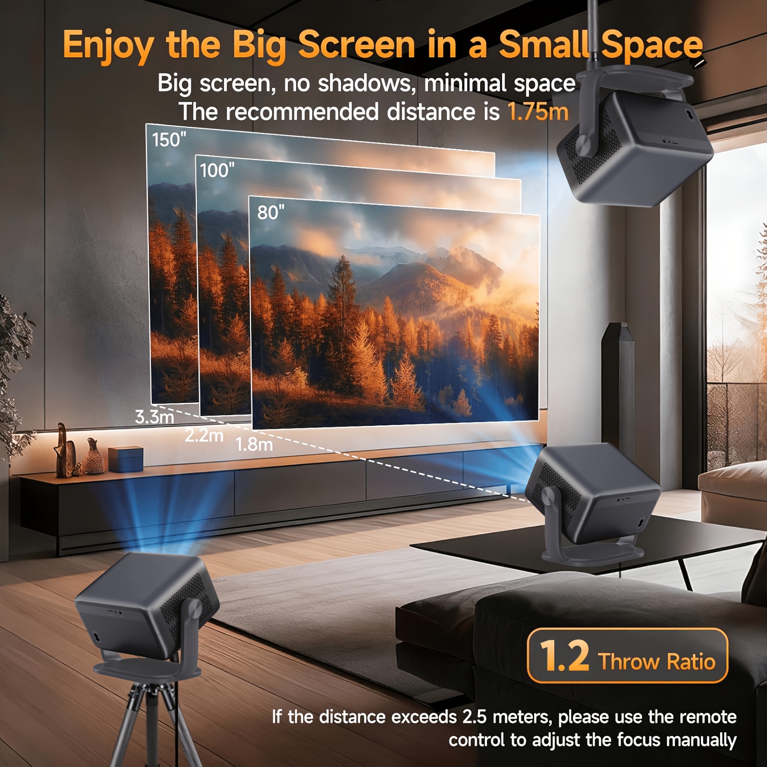 Smart Android 14 Projector with 1080P Native Support
