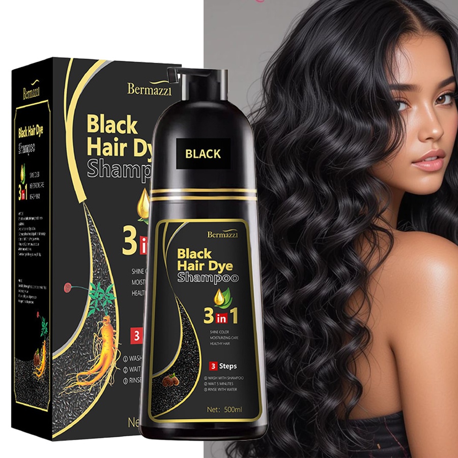 500ml Ginseng Hair Dye Shampoo, From Plant , Moisturizing, Smoothing Frizz, Instantly Covering Gray Hair, Gentle And Non-damaging, Long-, Multiple Colors From, Suitable For Men And Women