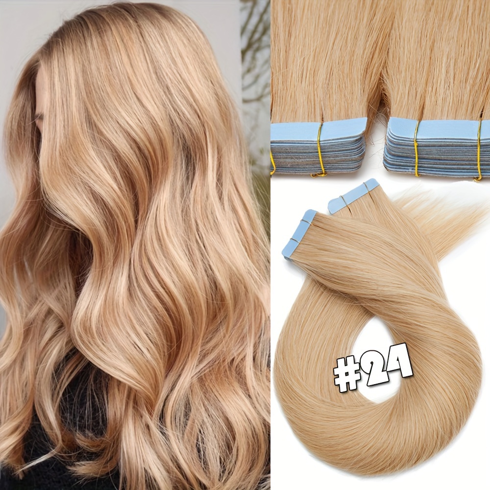 25g pack 10pcs tape in hair extensions human hair real human hair tape in extensions straight skin weft100   seamless human hair extensions for women 12 24 inches details 4