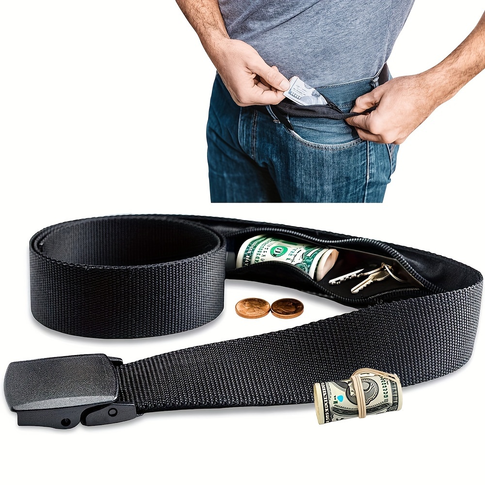 

1pc Travel Cash Anti-theft Belt Fanny Bag, Women's Portable Hidden Money Belt Wallet, Men's Secret Hidden Belt, 119cm