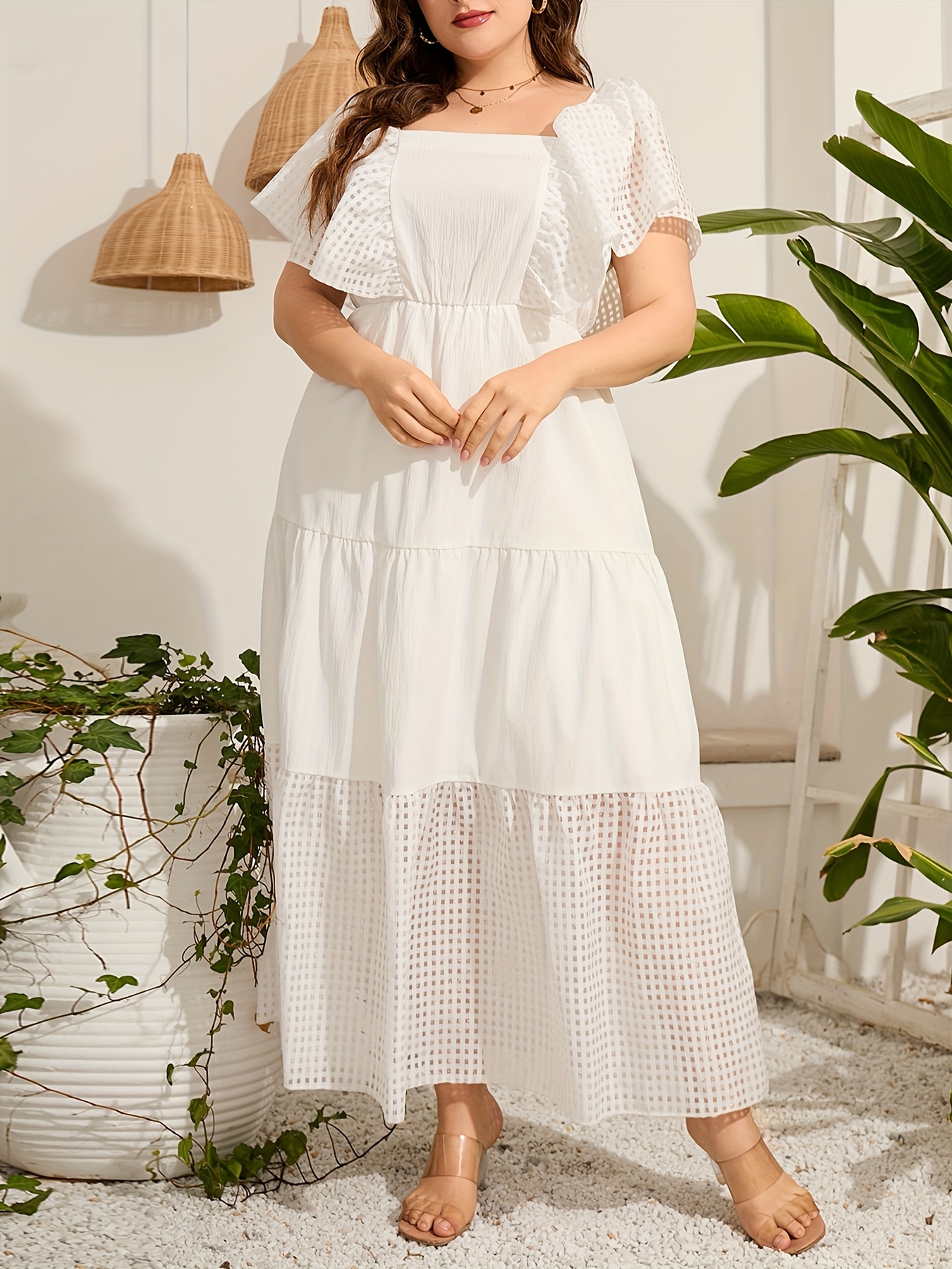 plus size womens plus size elegant a line maxi dress short - Temu Mauritius