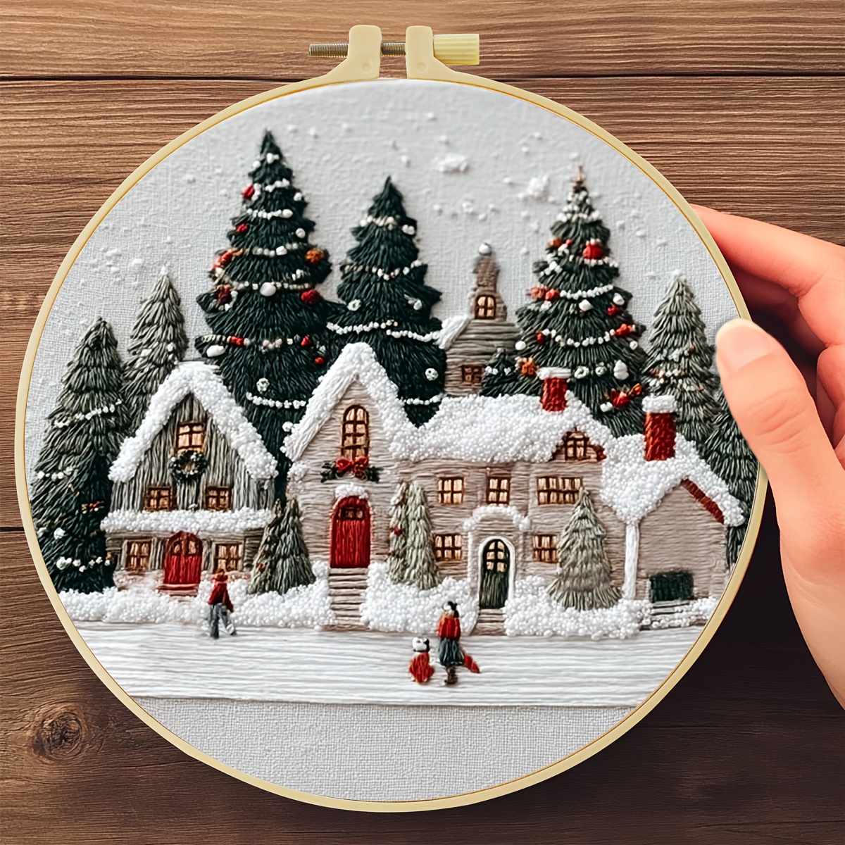 TEMU 1 Kit , 20x20 cm/7,9x7,9 pollici, Serie di Natale, Kit Fai da Te Manuale, ad Adulti e Principianti, Tela per , Manuale di Istruzioni, Telaio per