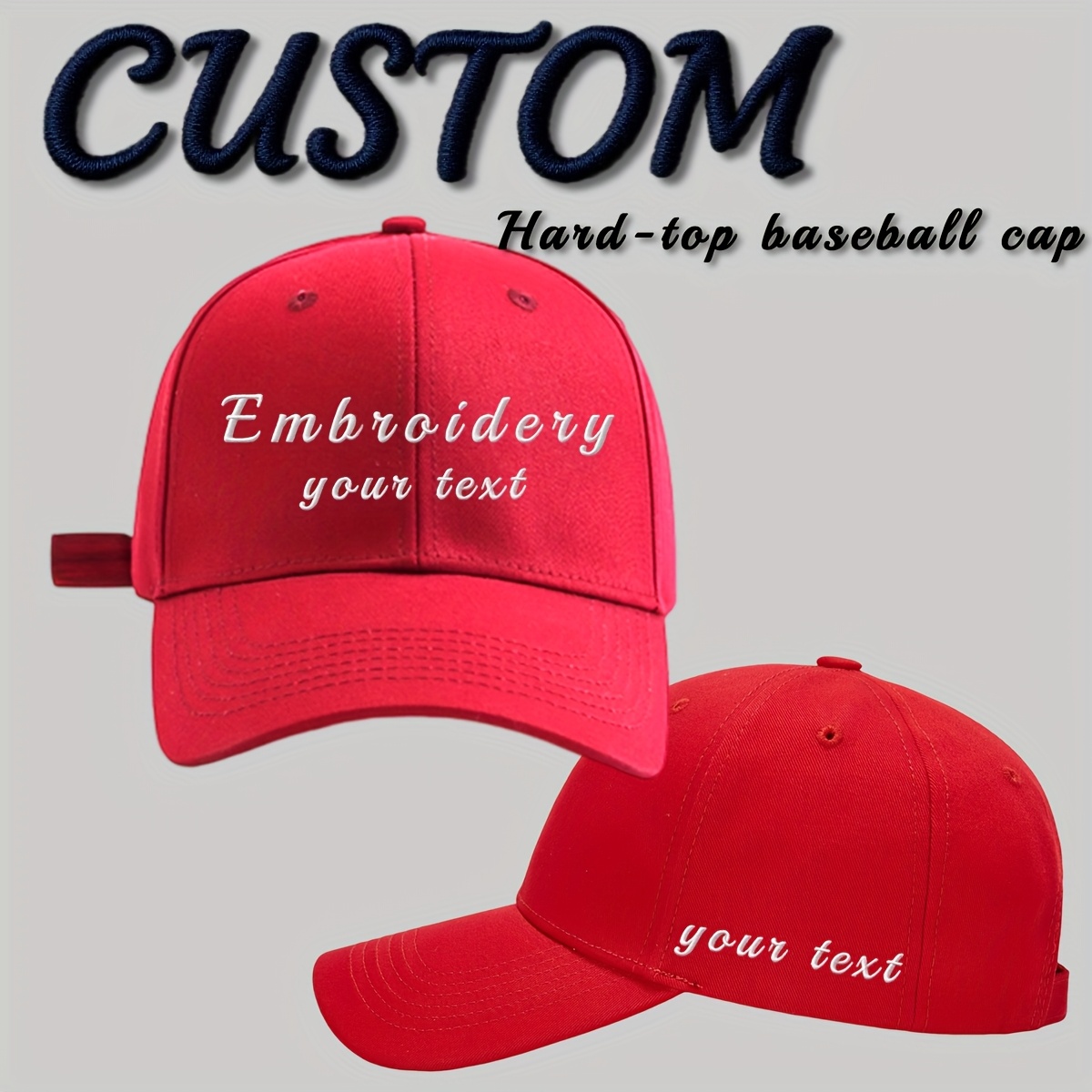 Custom Baseball Cap, Personalized Text Adjustable Hat