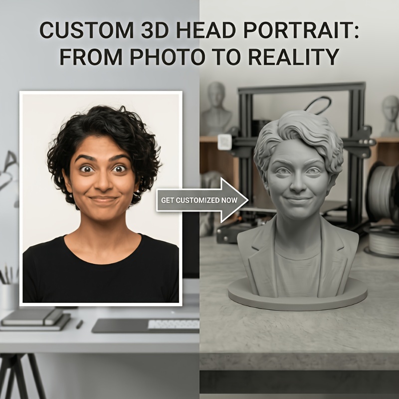 TEMU Escultura de cabeza realista 3D personalizada, figura de de a , con detalles exquisitos y una , para coleccionar y como recuerdo. Diseñada para