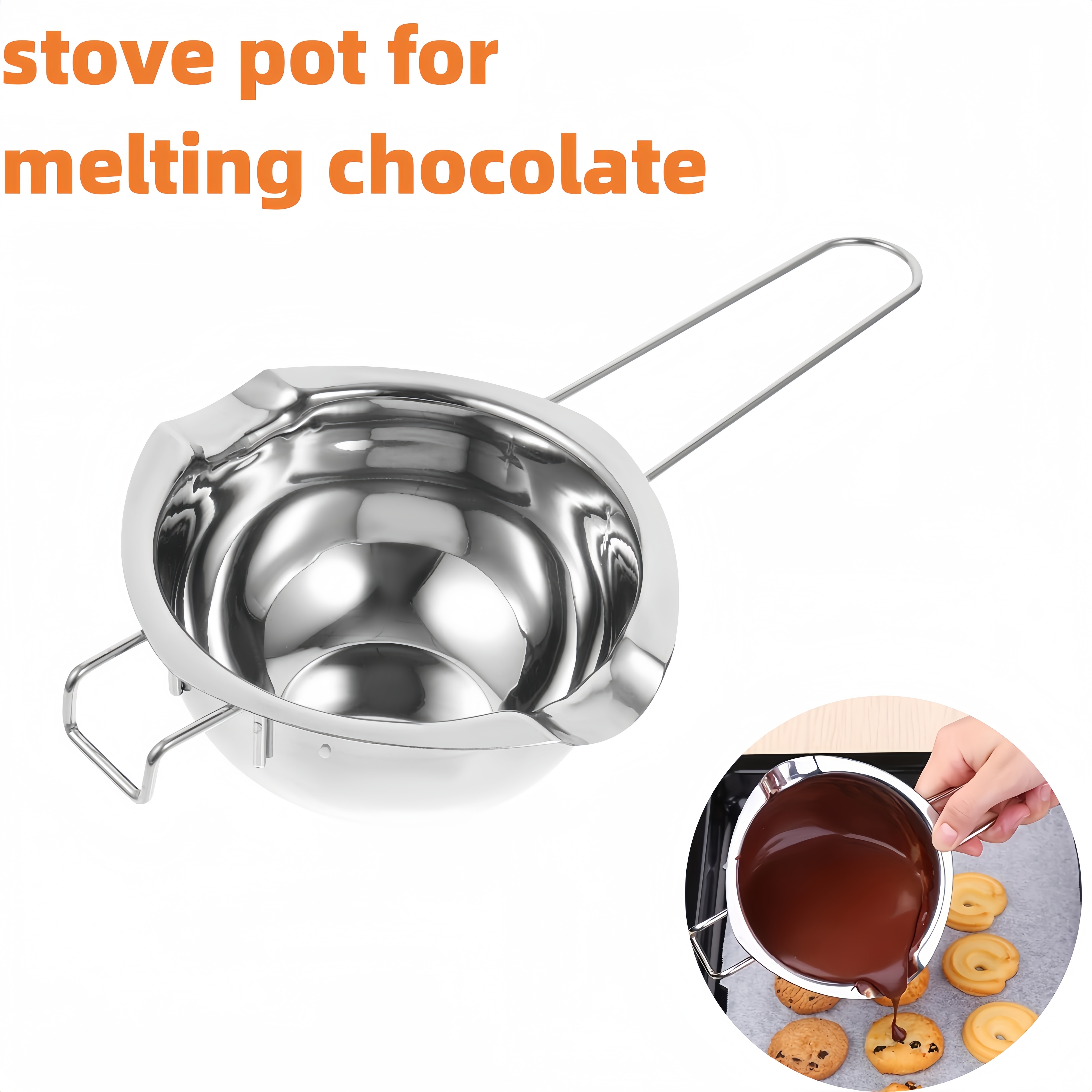 

1pc Stainless Steel Melting Pot, 5.5in/14cm, For Chocolate, Cheese, Candy, Butter Making - Kitchen Stovetop Cookware, Suitable For Bakery Pastry Shop Eid Al-adha Mubarak