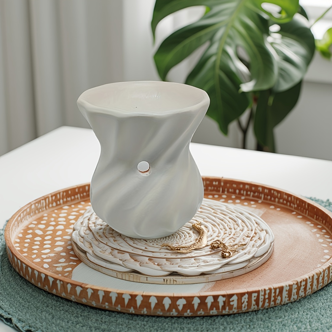 TEMU Minimalist Nordic Creamy Style Ceramic Oil Diffuser Creative Craft Light And White Styles Decorative Ornaments Oil Diffuser