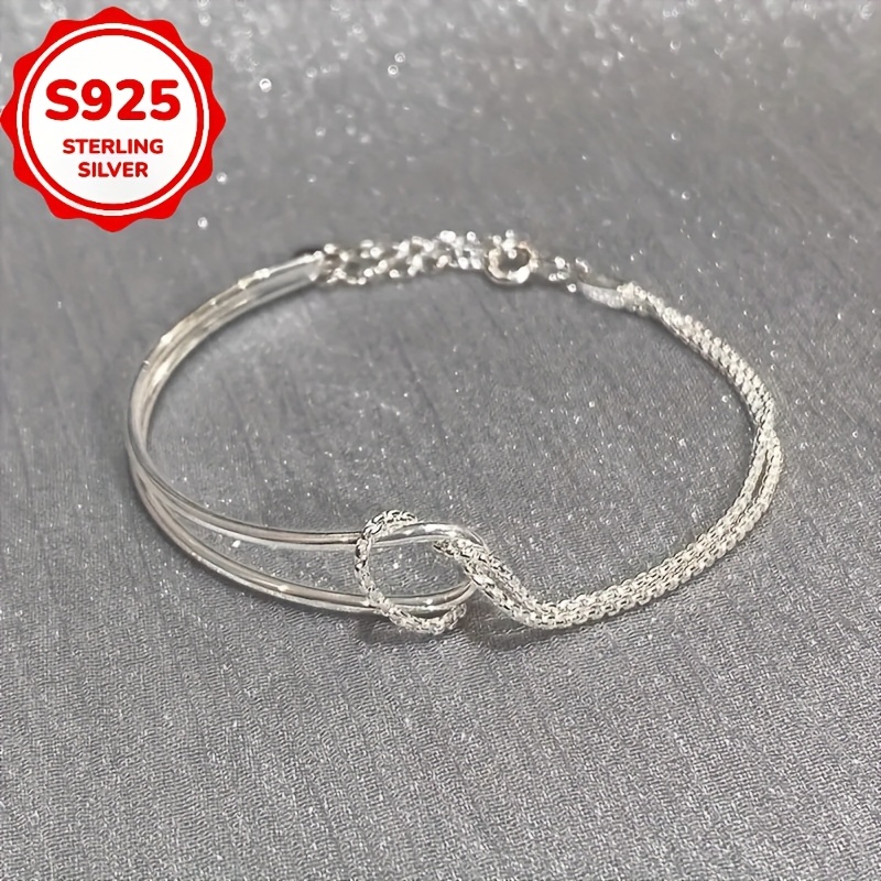 Light 925 Sterling Silver Adjustable Semi Chain Bracelet