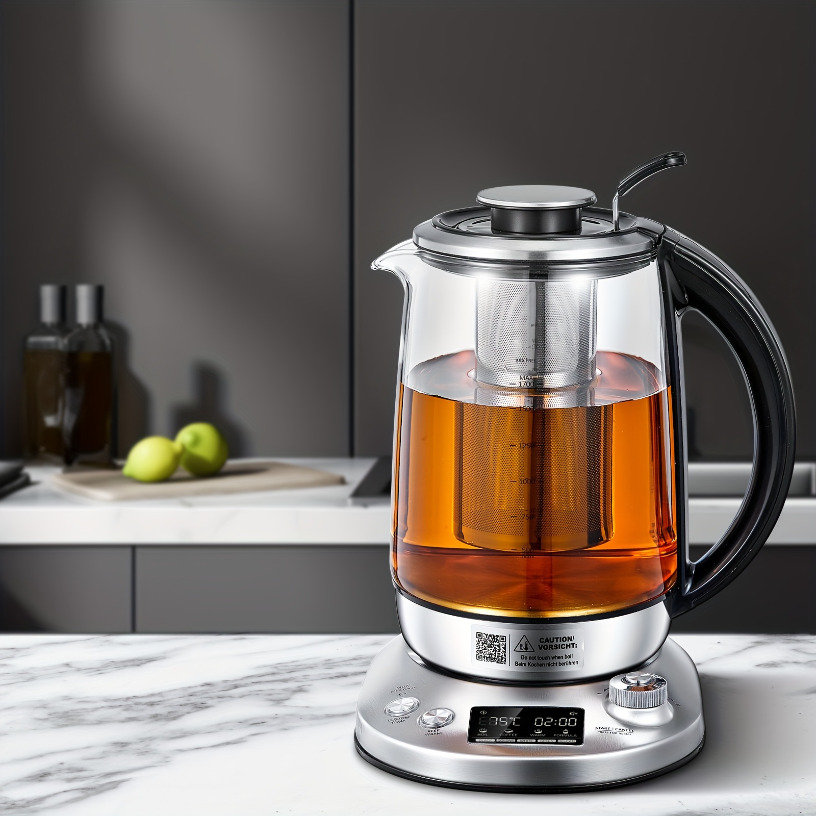 

Electric Tea Kettle, 9 Temperature Control Presets Glass Kettle, 1200w Tea Pot With Removable Infuser, 2 Hours Keep Warm, 1.7 Liter , Borosilicate Glass & Stainless Steel