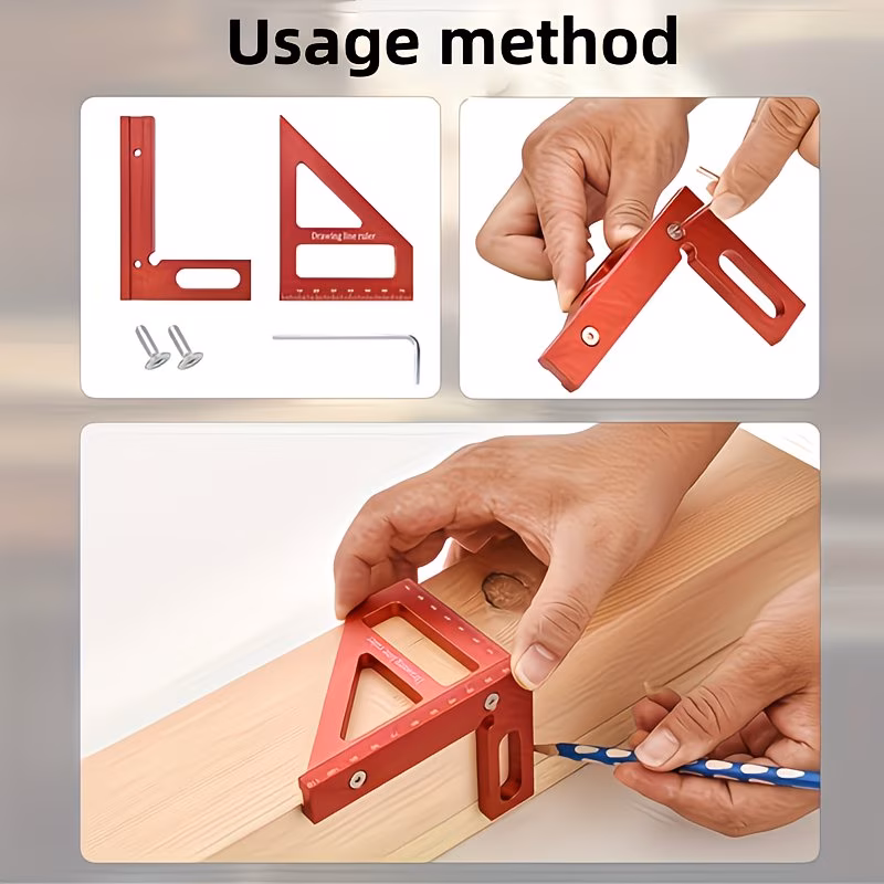 aluminum alloy scribing ruler multi degree angle and right angle ruler for woodworking diy Product details 2