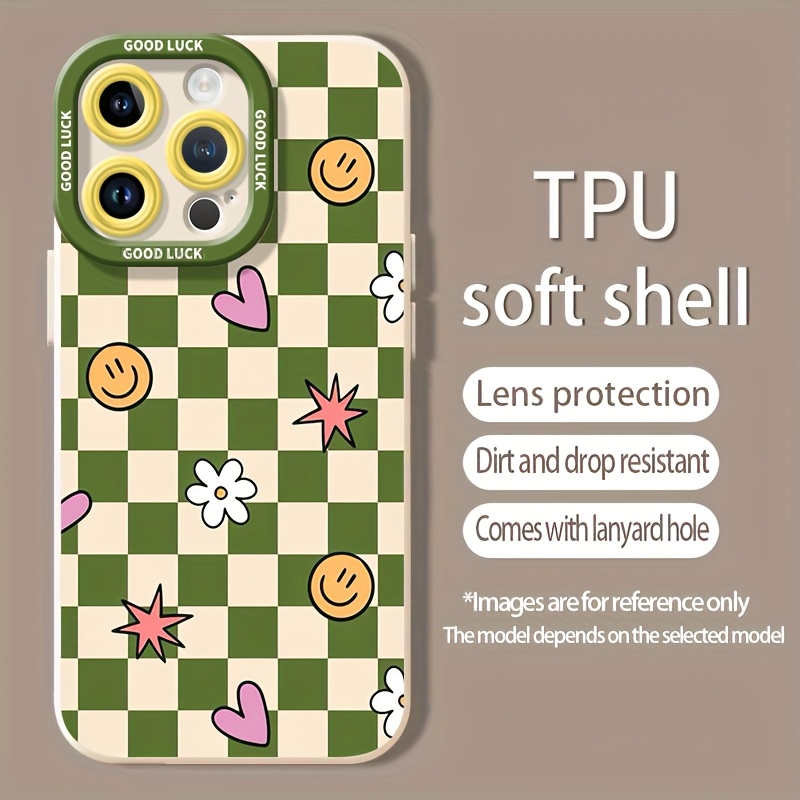 TEMU para teléfono: Plaid , compatible con iPhone 18ProMax/17/17Pro/17Air/16 /15/14/13/12/11, carcasa simple de , con cojín de aire anticaídas, con