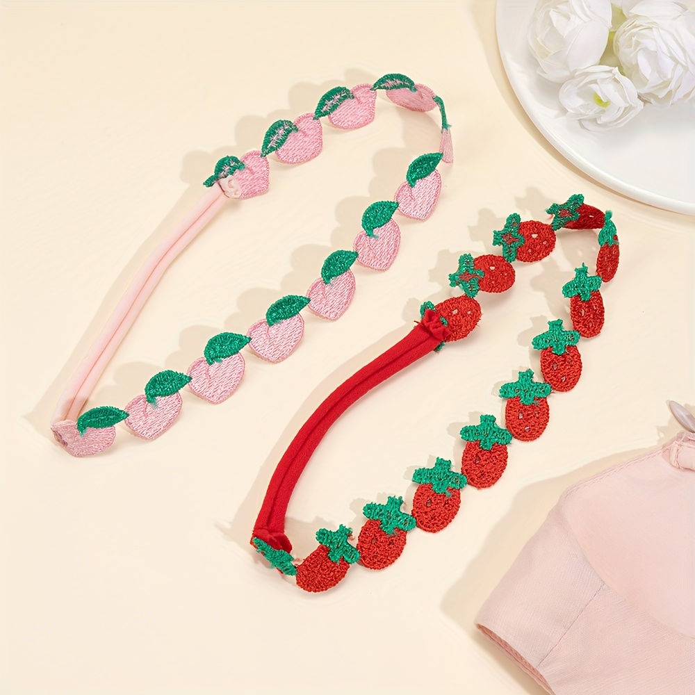 2pcs Cute Fruit Hairband For Strawberries Peaches Decor Hoop Soft Hair Accessories For For Gifts