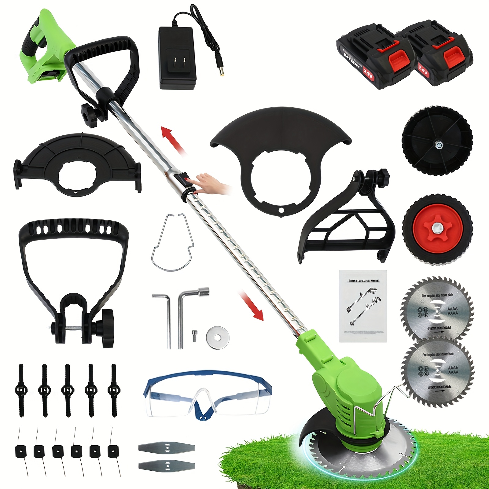 TEMU Cordless Electric String Trimmer, Lawn Grass Edger Tool Electric Brush Cutter