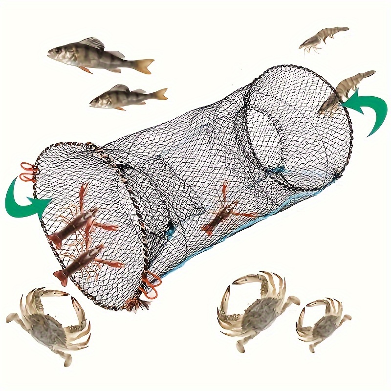 Catch Fish Shrimp Spring Cage Large Automatic Folding Portable Fishing Net  Trap Zipper Bait Spring Cage for Shrimp - AliExpress